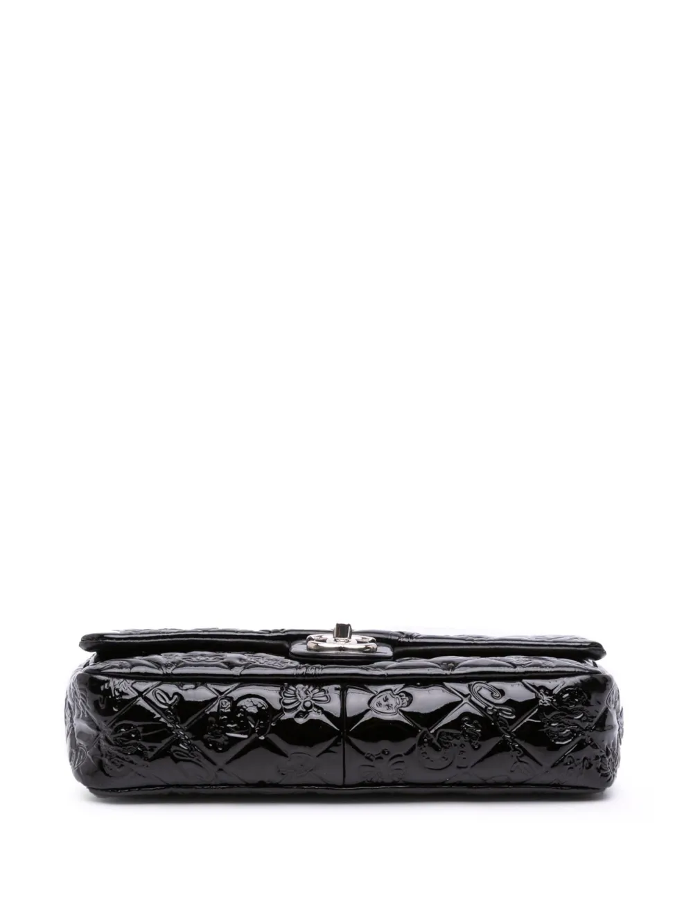 Pre-owned Chanel 2010-2011 Medium Patent Lucky Symbols Flap Shoulder Bag In Black