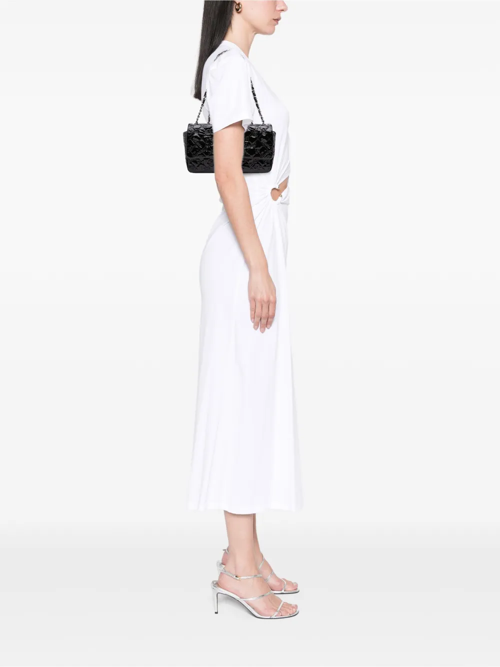 Pre-owned Chanel 2010-2011 Medium Patent Lucky Symbols Flap Shoulder Bag In Black