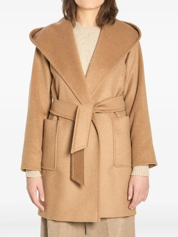 Max Mara フーデッド ベルテッドコート | ブラウン | FARFETCH JP