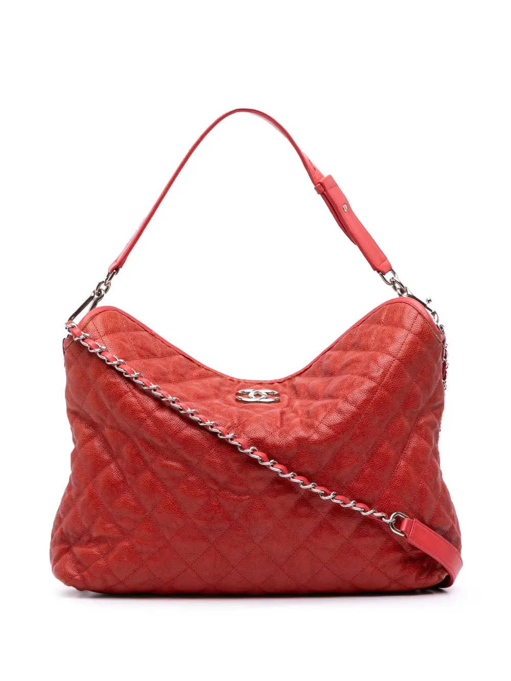 CHANEL Pre-Owned 2011 マトラッセ キャビア フレンチ リヴィエラ ホーボーサッチェルバッグ - レッド CHANEL Pre-Owned 2011 マトラッセ キャビア フレンチ リヴィエラ ホーボーサッチェルバッグ - レッド
