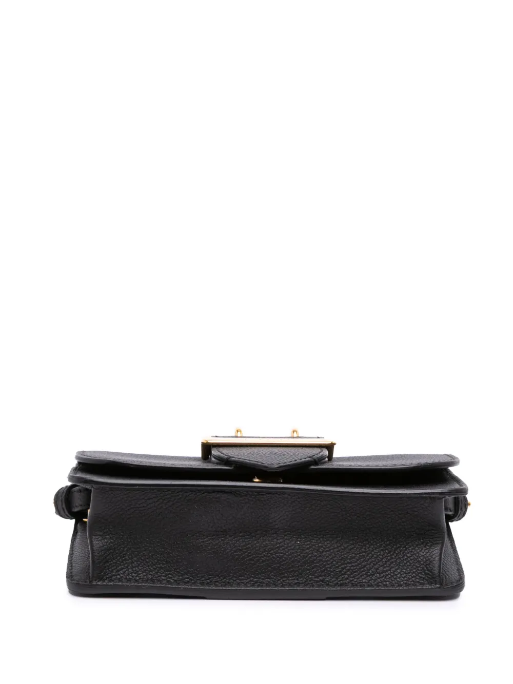 Pre-owned Burberry 2018-2025 Mini Soft Grain Calfskin Buckle Crossbody Bag In Black