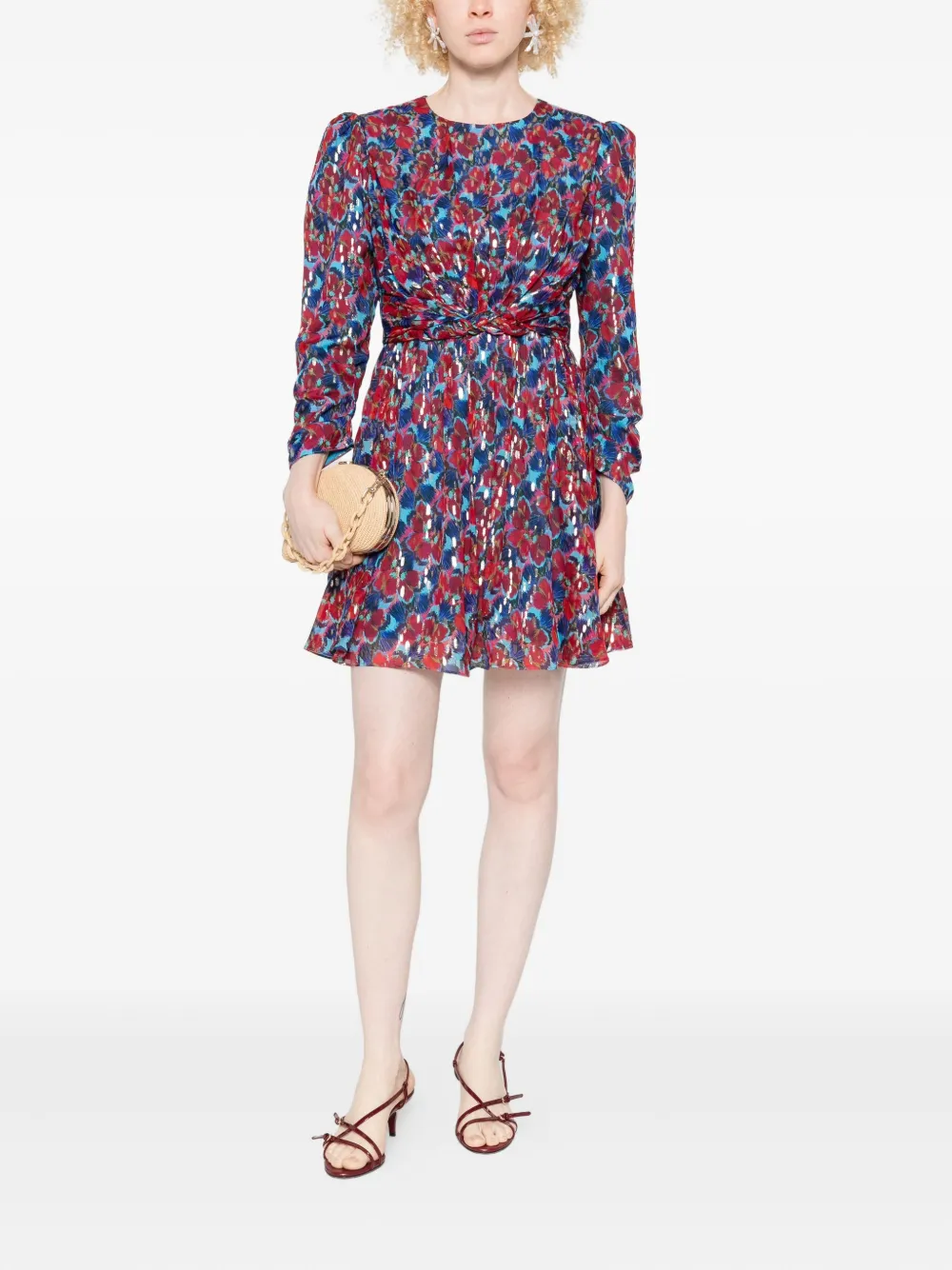 Saloni Blythe mini-jurk met bloemenprint - Rood