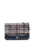 CHANEL Pre-Owned 2018 Quilted Tweed and Calfskin Gabrielle Wallet On Chain crossbody bag - Blue