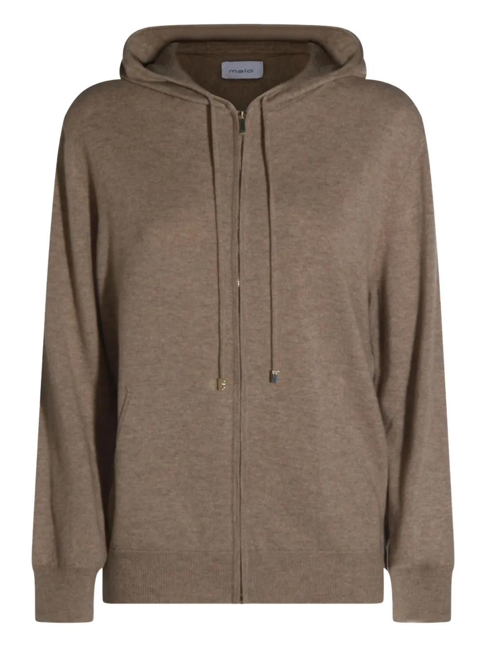 Malo zip-up cotton hoodie | Brown | Image 1