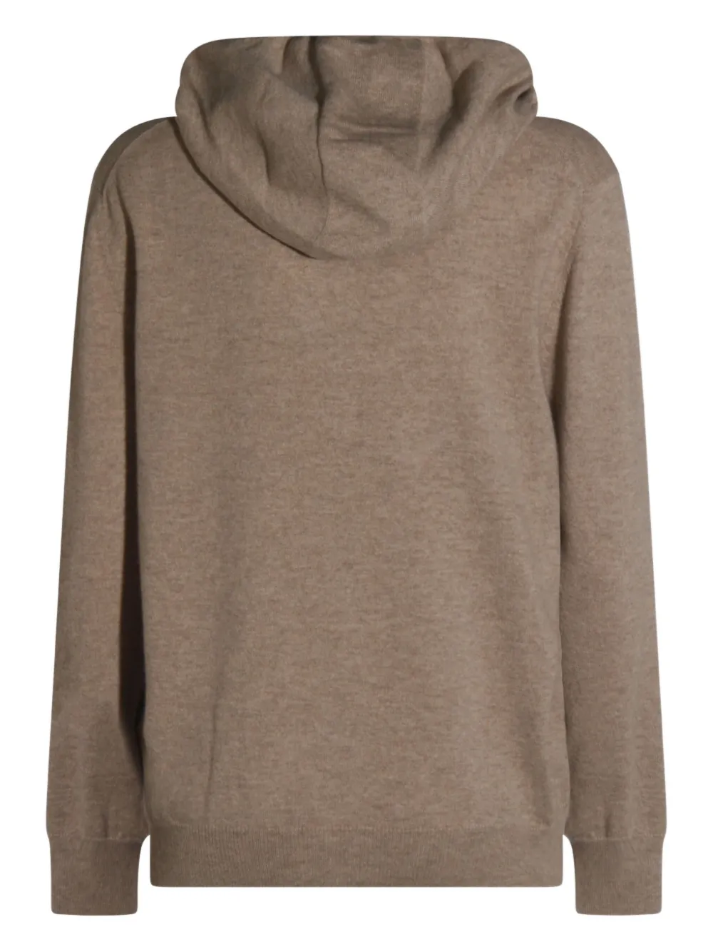 Malo Hooded Crewneck With Ribbed Cuffs In Brown