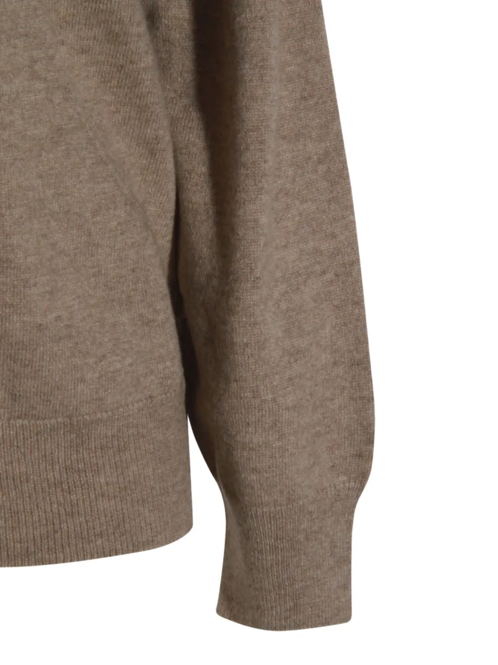 Malo Hooded Crewneck With Ribbed Cuffs In Brown