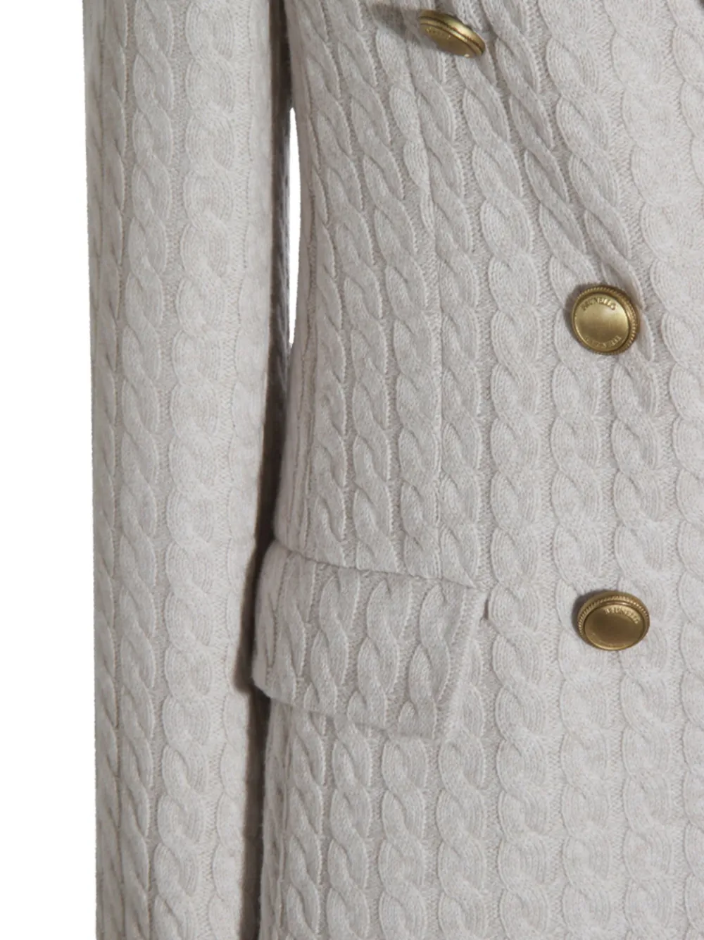 Brunello Cucinelli Cable-knit Double-breasted Coat In Neutral