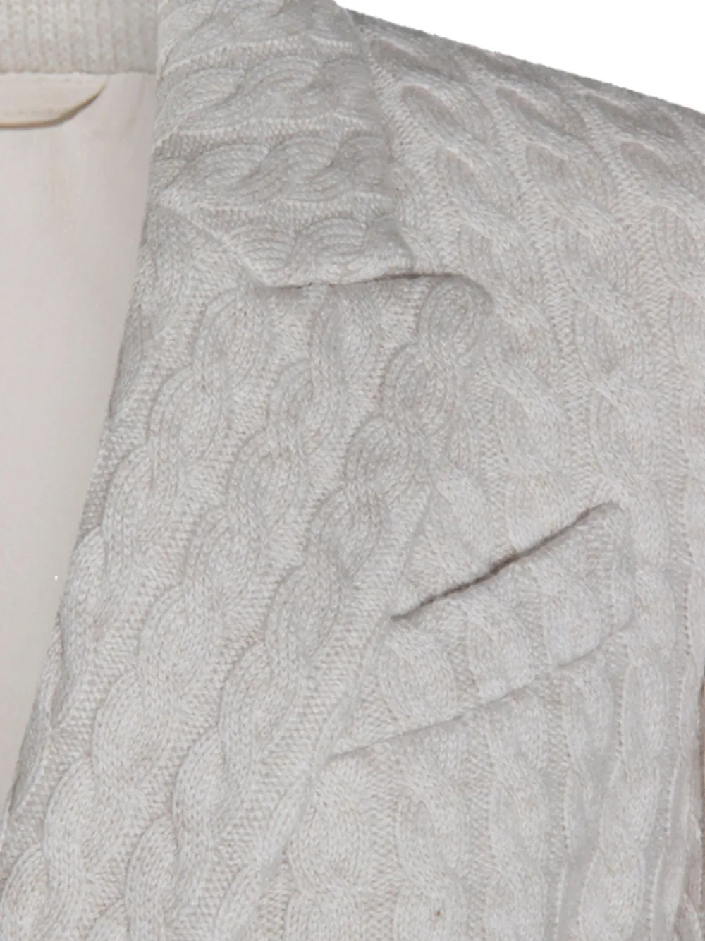 Brunello Cucinelli Cable-knit Double-breasted Coat In Neutral