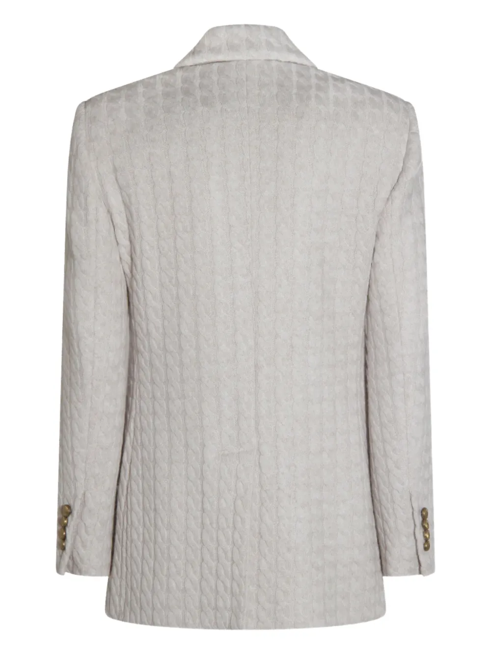 Brunello Cucinelli Cable-knit Double-breasted Coat In Neutral