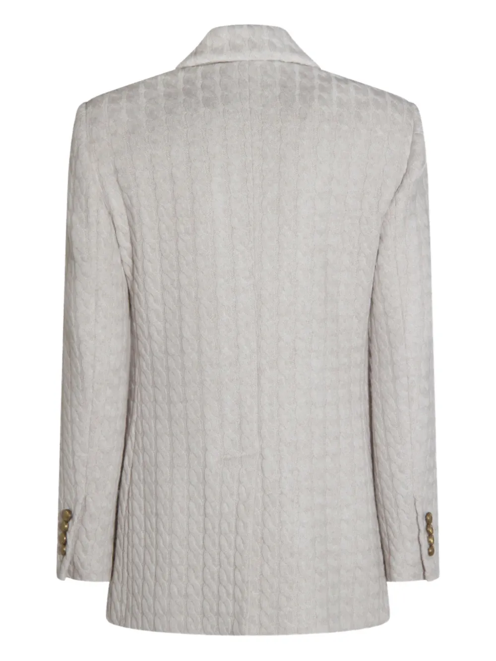 Brunello Cucinelli Cable-knit Double-breasted Coat In Neutral
