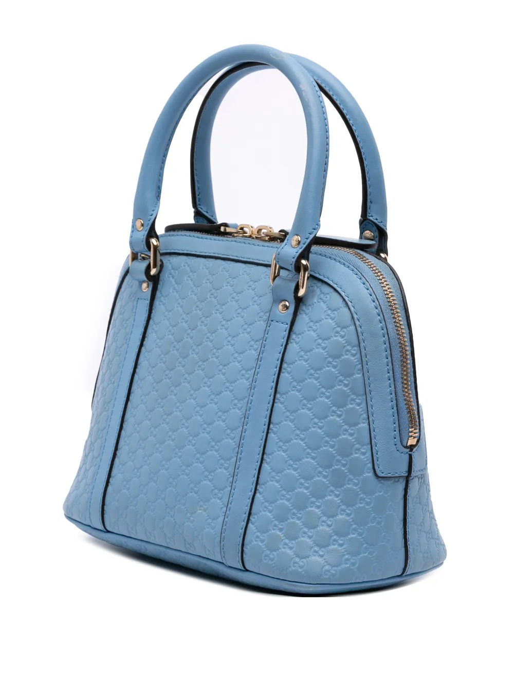Pre-owned Gucci 2016-2025 Mini Microssima Dome Satchel In Blue