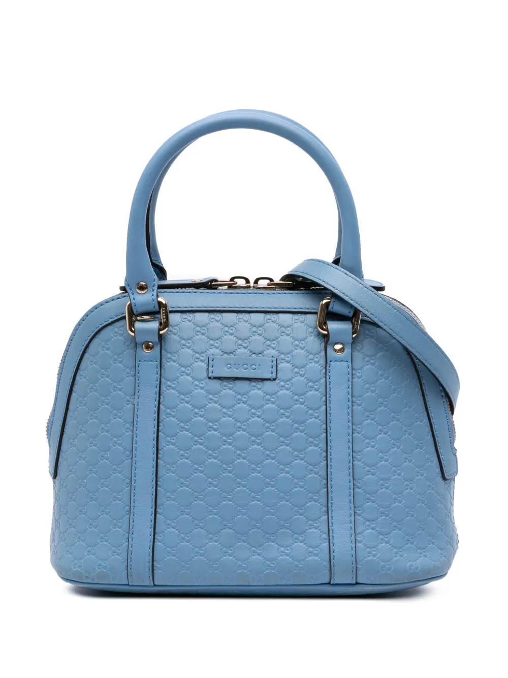 Pre-owned Gucci 2016-2025 Mini Microssima Dome Satchel In Blue