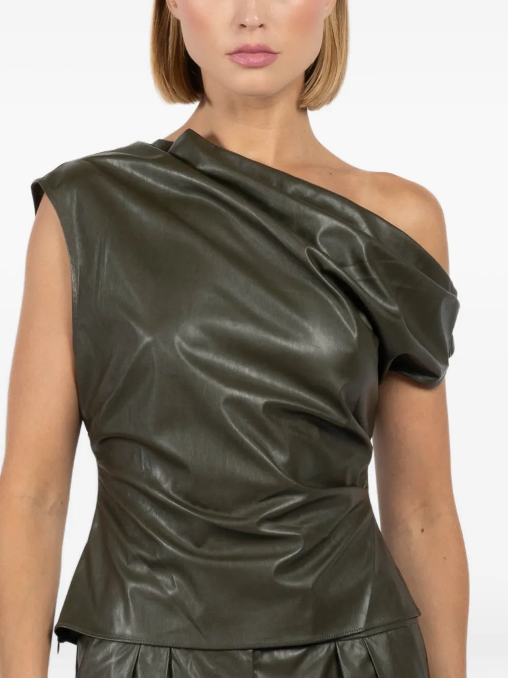 The Sei Draped One-shoulder Top In Green