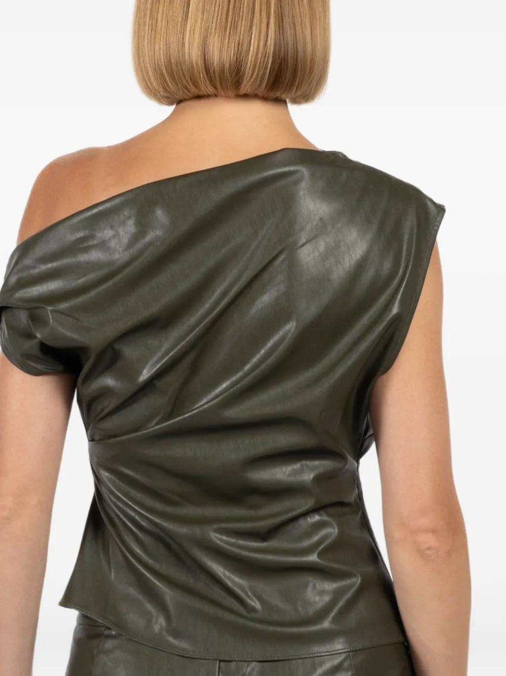 The Sei Draped One-shoulder Top In Green