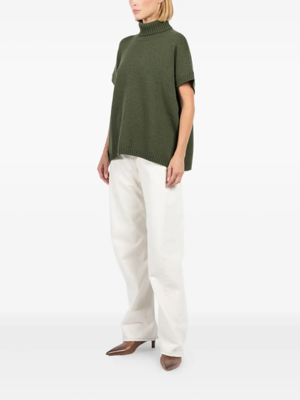 Labo Art Turtleneck Short-sleeve Sweater In Green