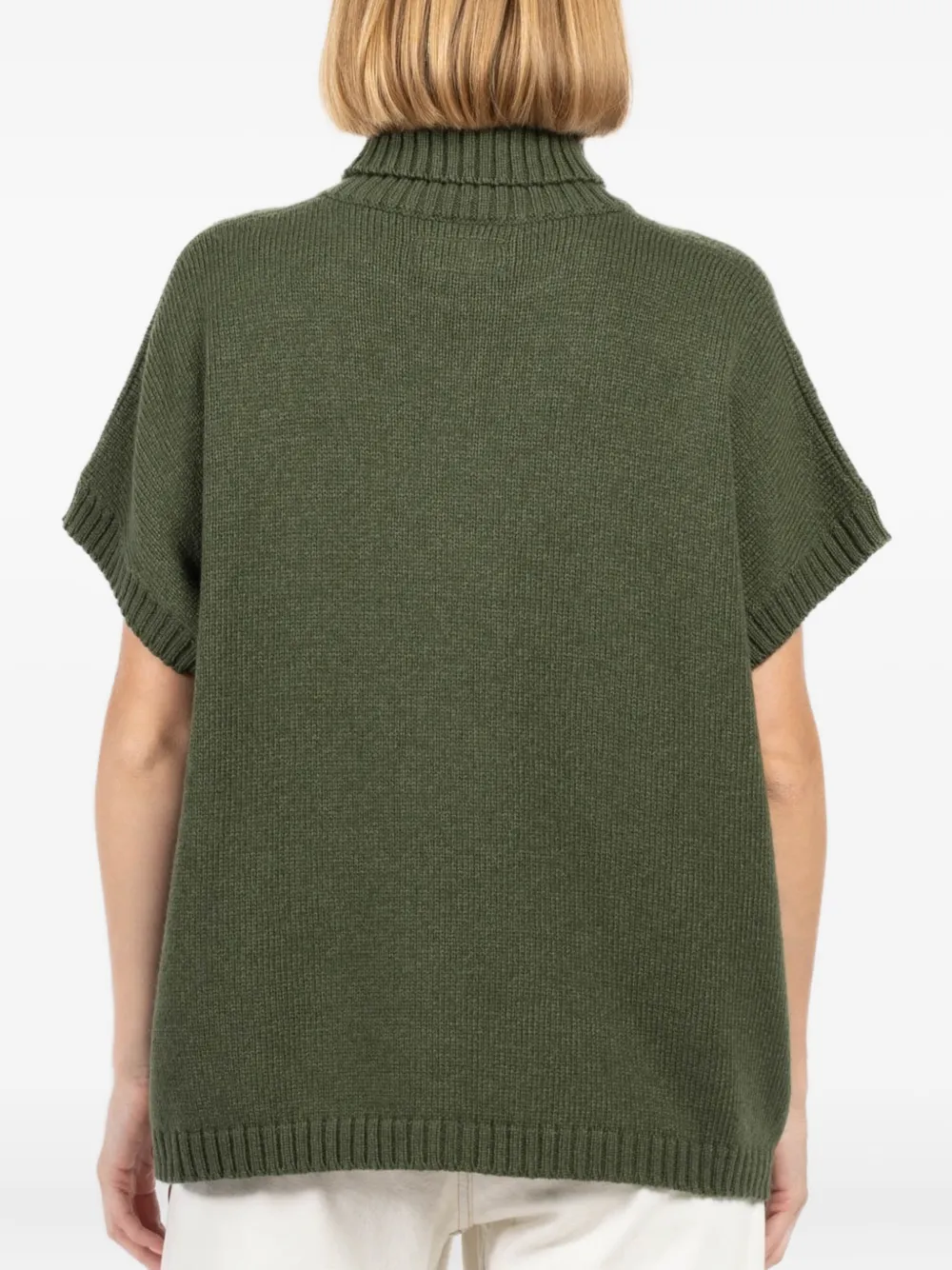 Labo Art Turtleneck Short-sleeve Sweater In Green
