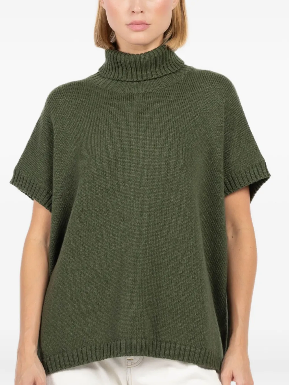 Labo Art Turtleneck Short-sleeve Sweater In Green