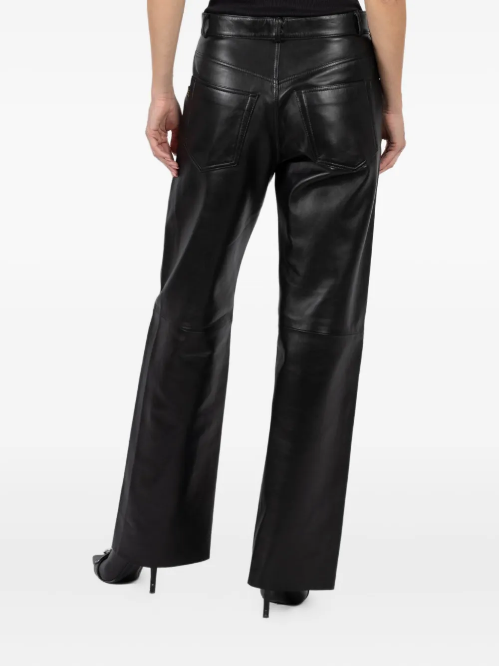 Haikure Wide Leather Trousers High-waisted Fit In Black