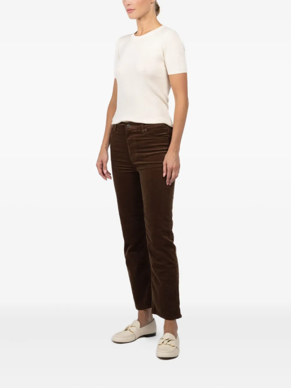 Frame High-waisted Straight-leg Casual Pants In Burgundy