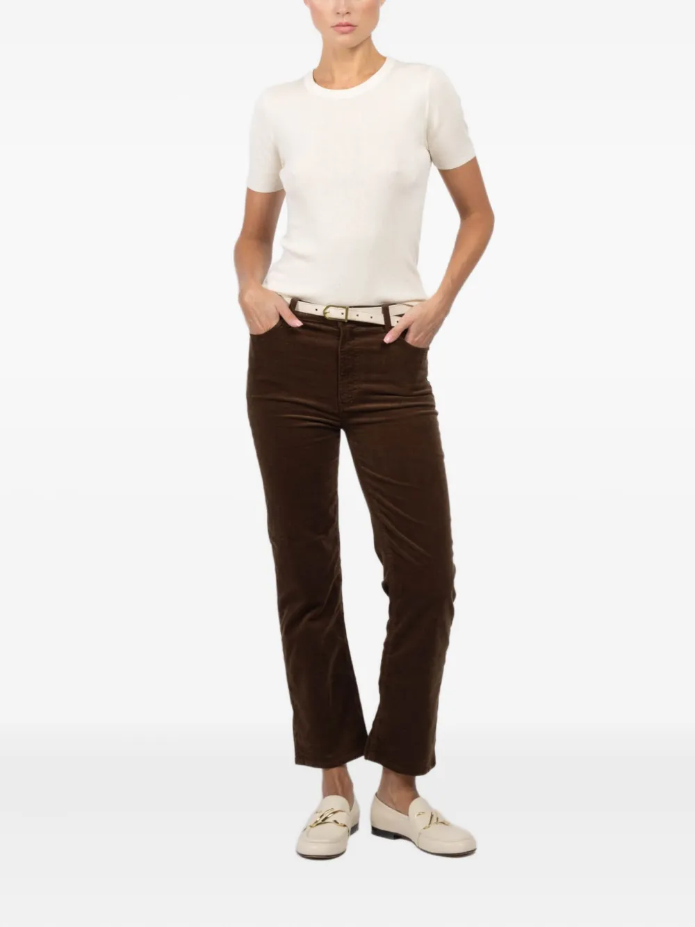 FRAME Ribfluwelen straight broek - Bruin