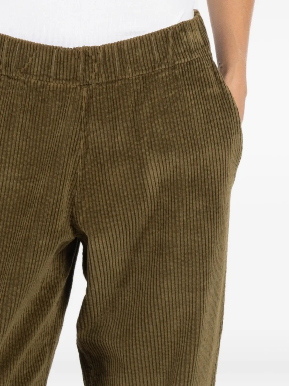 Labo Art Elasticated-waist Corduroy Trousers In Green