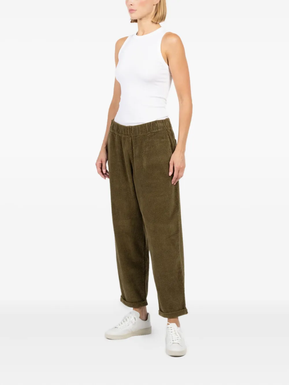 Labo Art Elasticated-waist Corduroy Trousers In Green