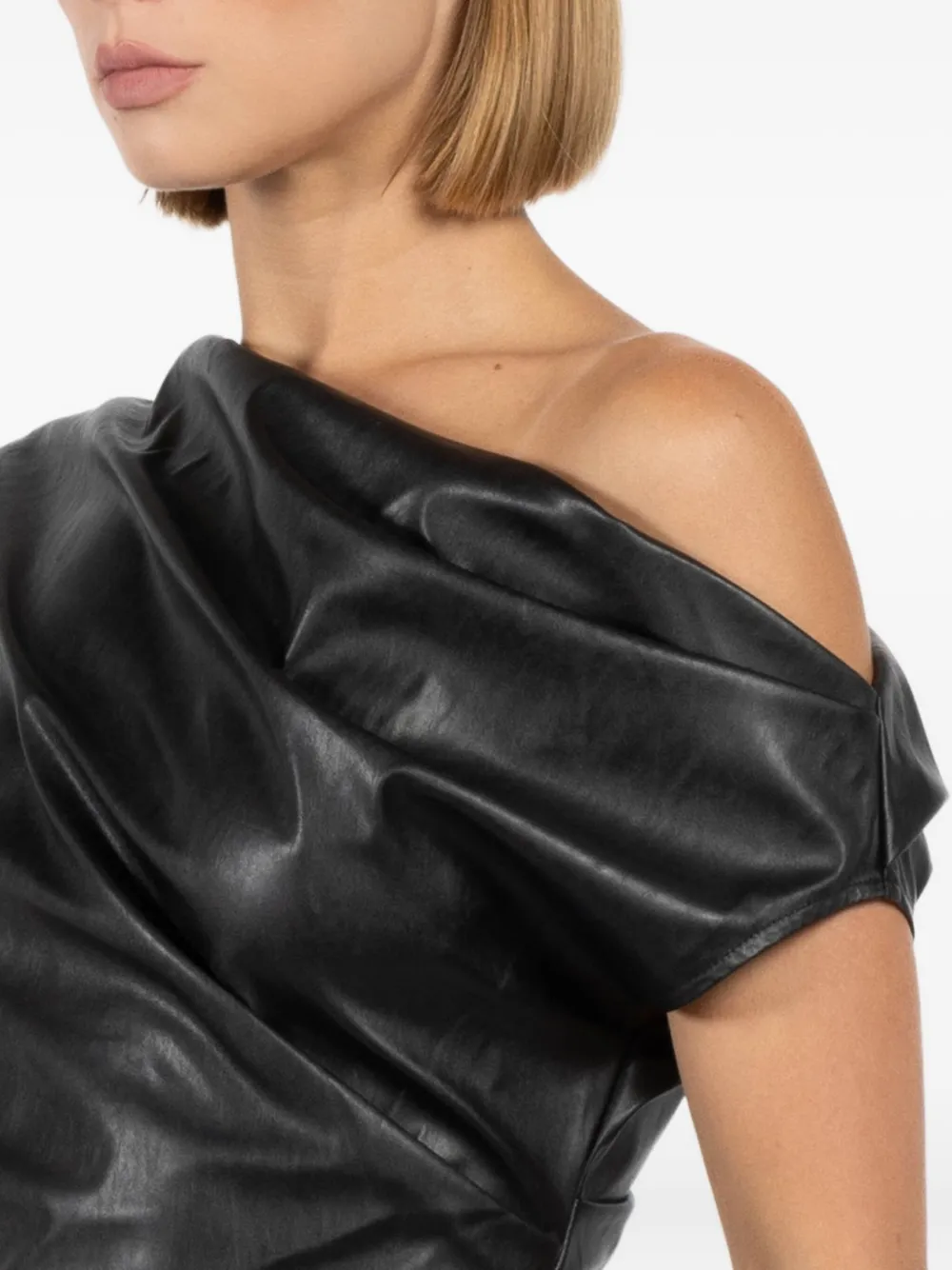 The Sei Draped One-shoulder Mini Dress In Black