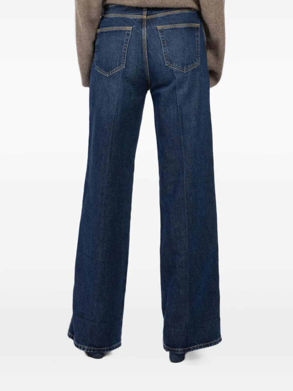 Frame The Cuffed Wide High-rise Wide-leg Jeans In Blue