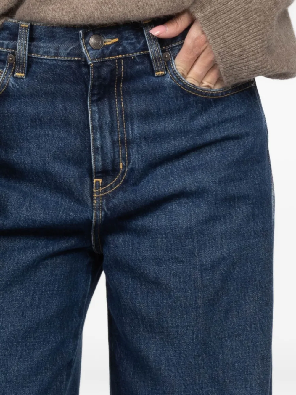Frame The Cuffed Wide High-rise Wide-leg Jeans In Blue