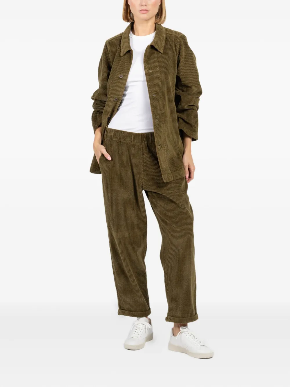 Labo Art Corduroy Buttoned-up Jacket In Green