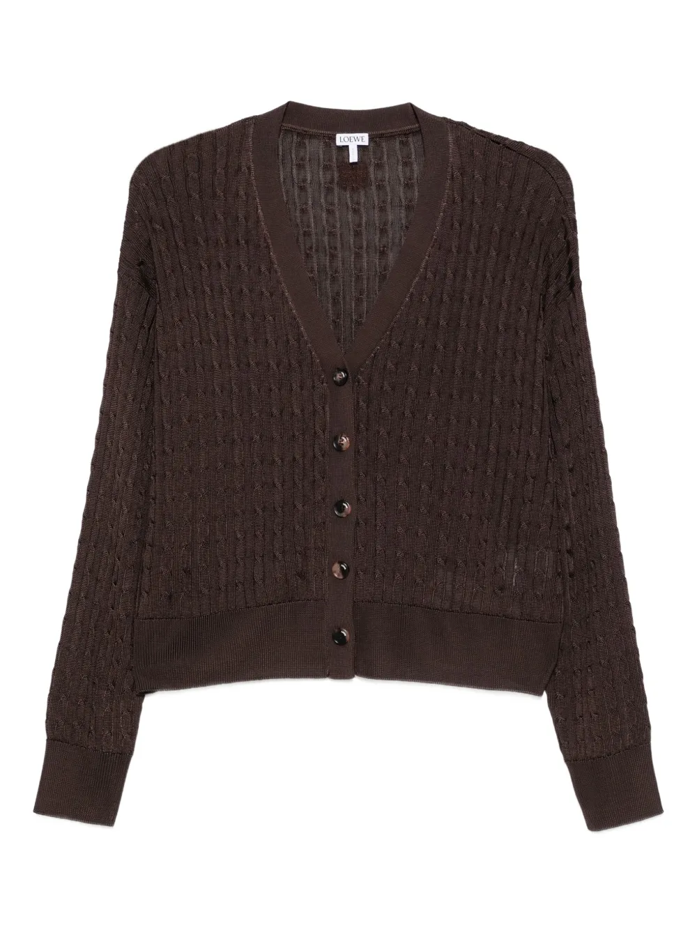 LOEWE cable-knit button cardigan | Brown | Image 1