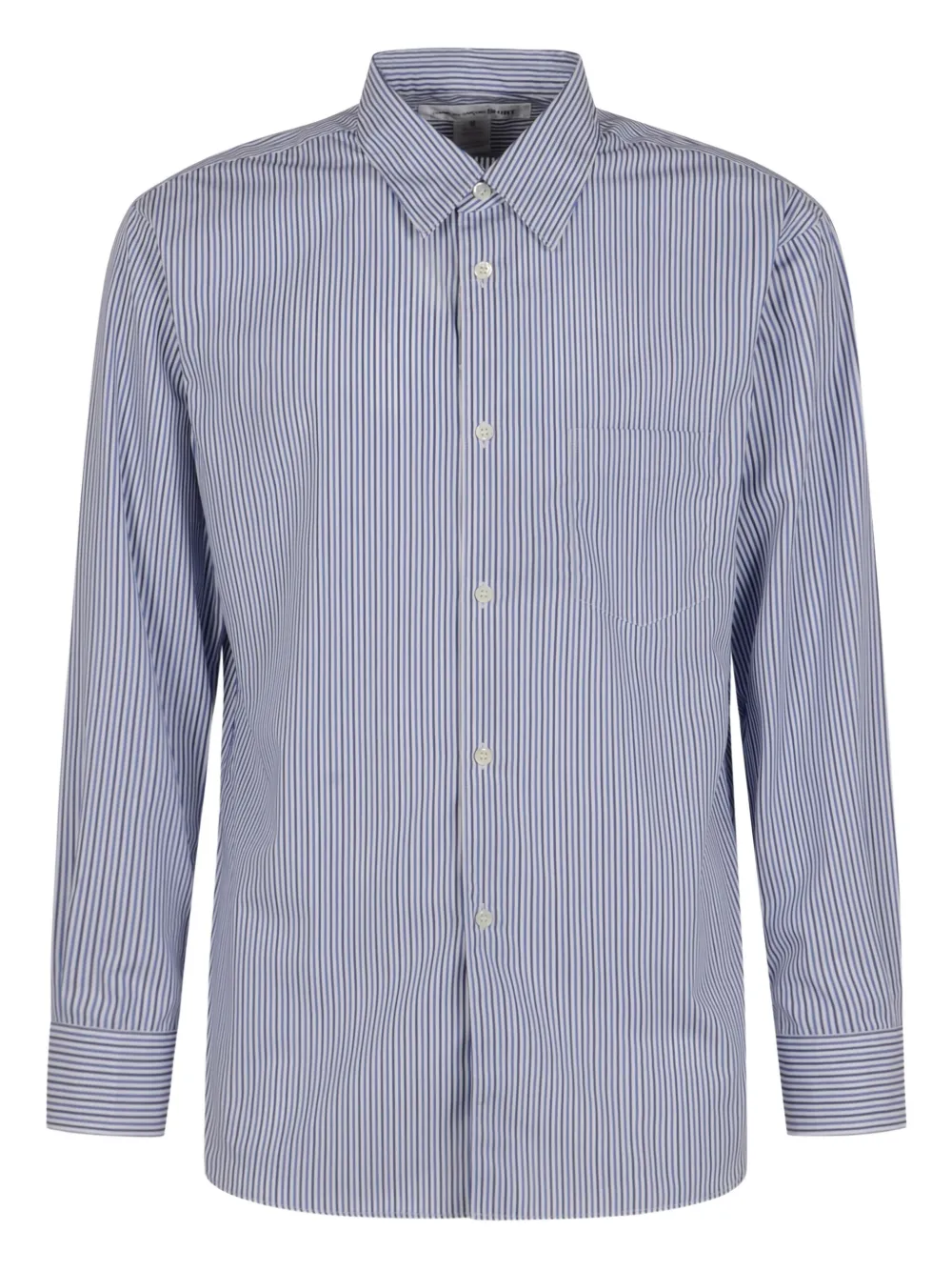 Comme Des Garçons Striped Cotton Shirt In Blue