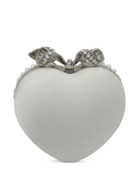 Self-Portrait pearl-embellished heart clutch bag