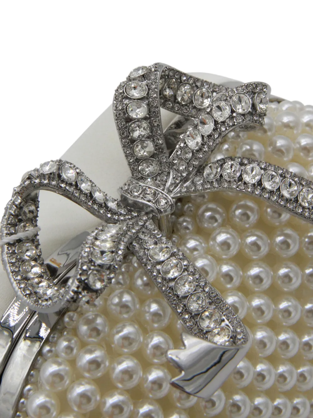 Self-portrait Pearl-embellished Heart Clutch Bag In White