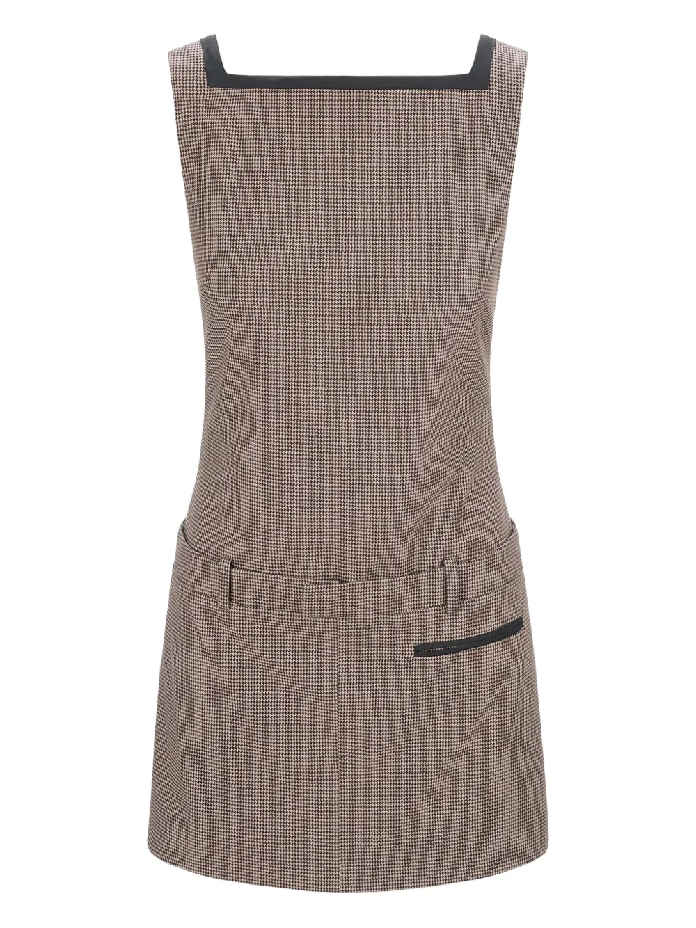 STAUD check-pattern welt-pocket mini dress | Brown | Image 1