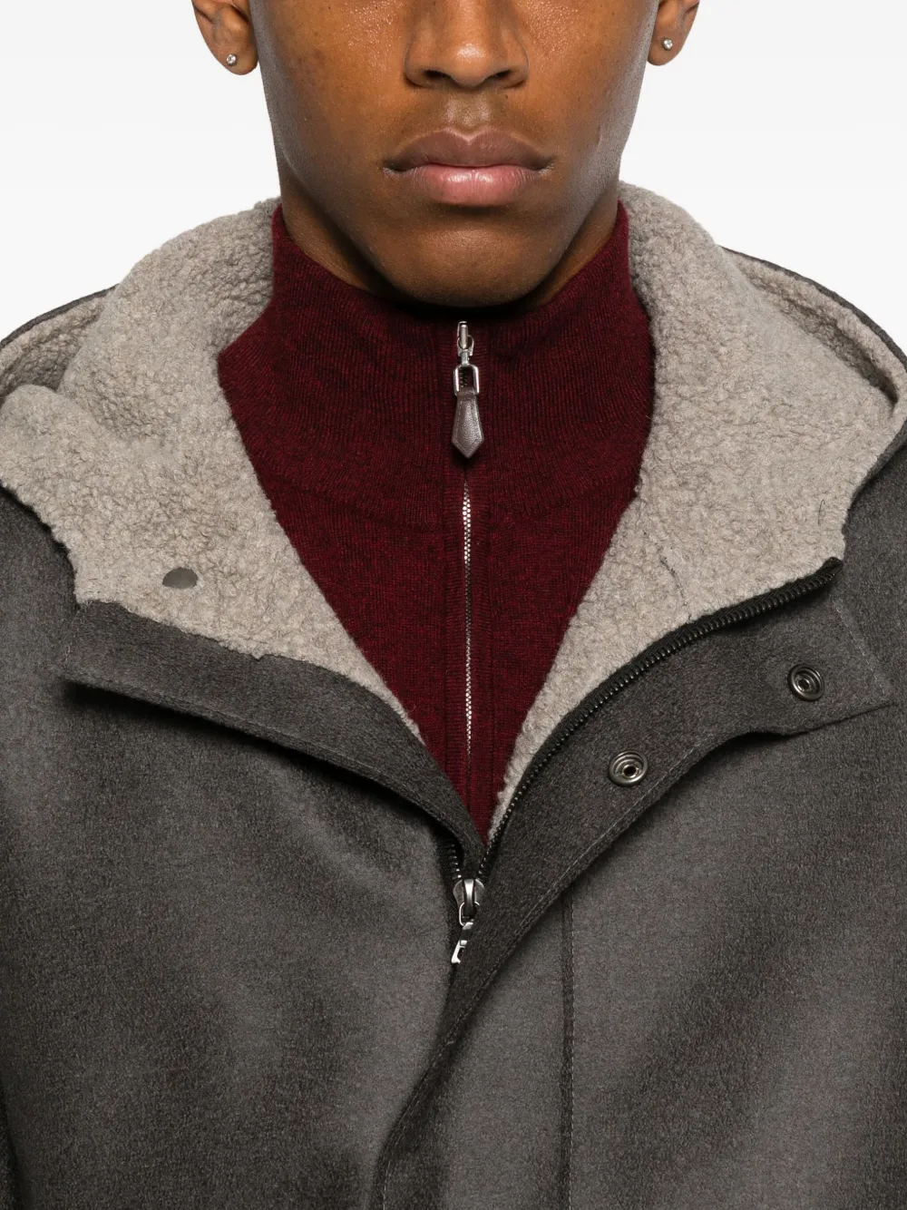 Harris Wharf London Jas met paspelzak en capuchon Grijs