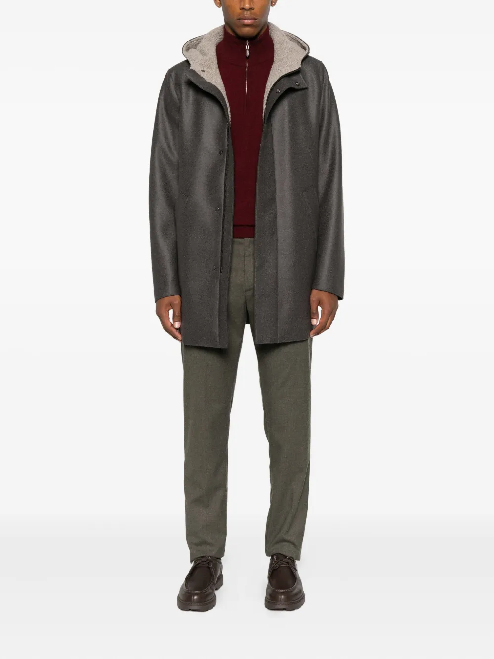 Harris Wharf London hooded welt-pocket coat | Single Breasted Coats | Image 2