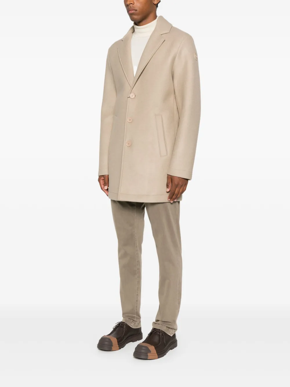 Colmar Buttoned Notched-lapel Coat In Neutral