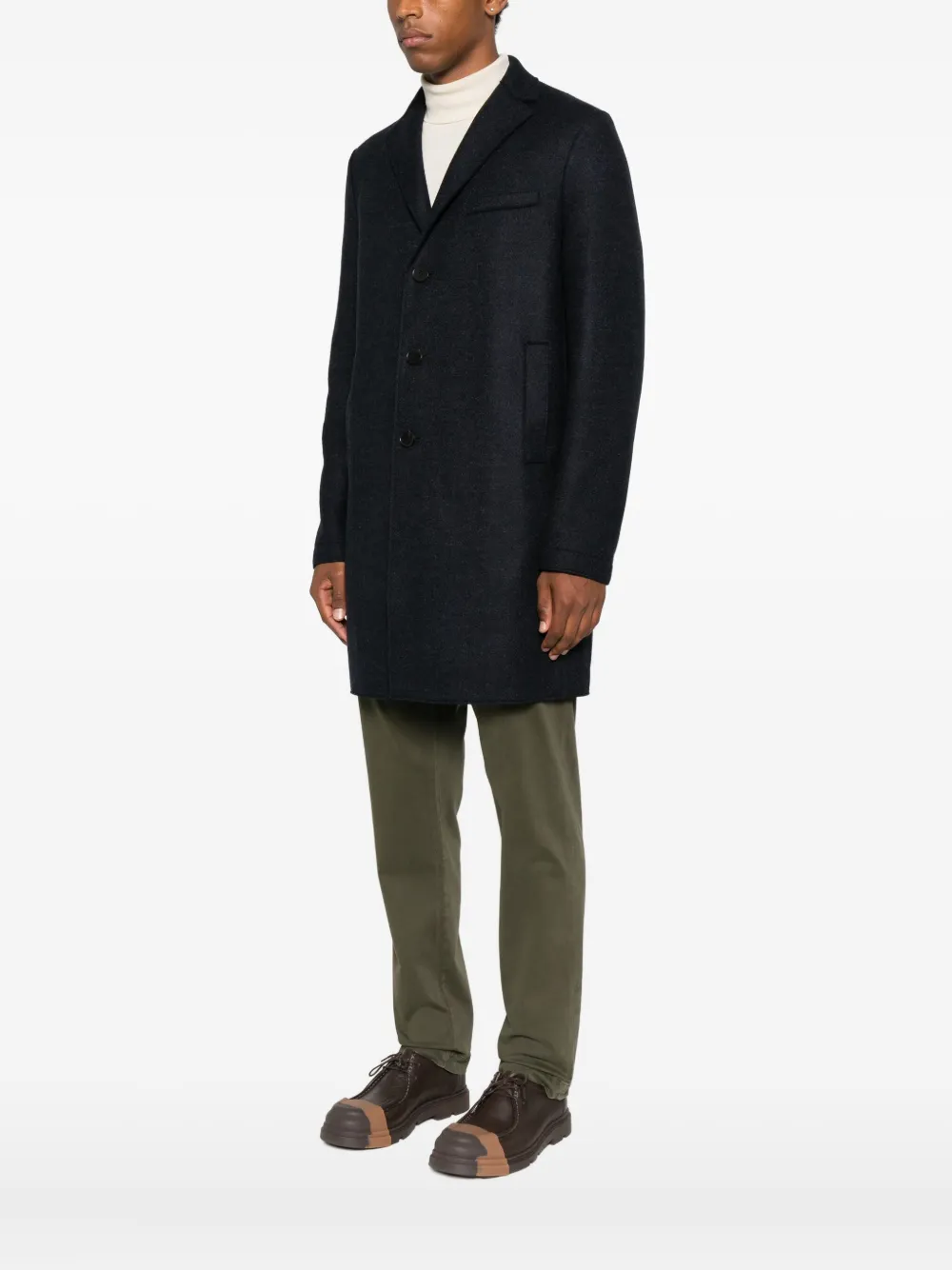Harris Wharf London Button Coat In Blue
