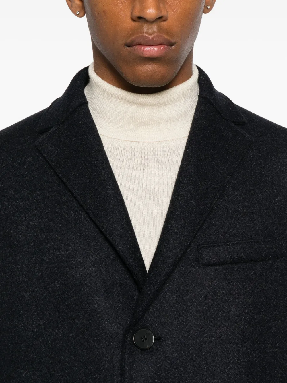 Harris Wharf London Button Coat In Blue
