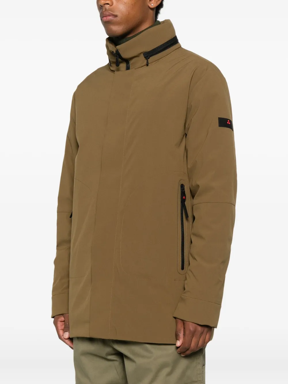 Peuterey Zip-fastening Pocket Coat In Brown