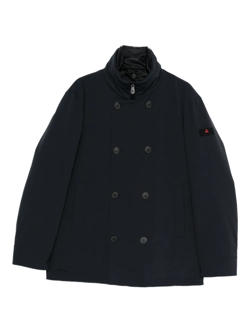 Peuterey Double-breasted High-neck Coat In Blue