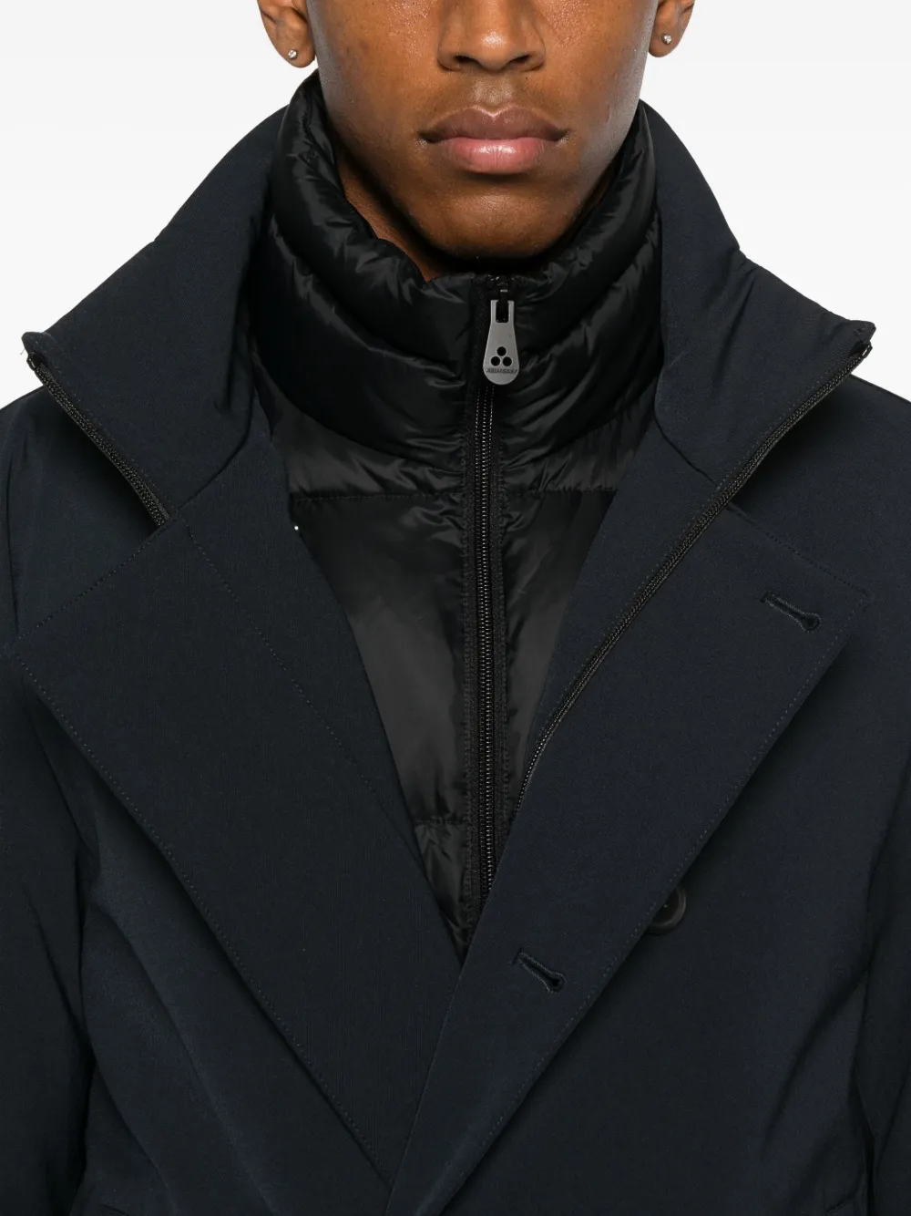 Peuterey Double-breasted High-neck Coat In Blue