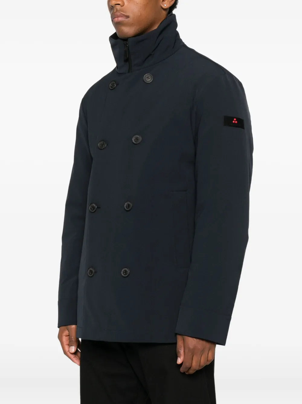 Peuterey Double-breasted High-neck Coat In Blue