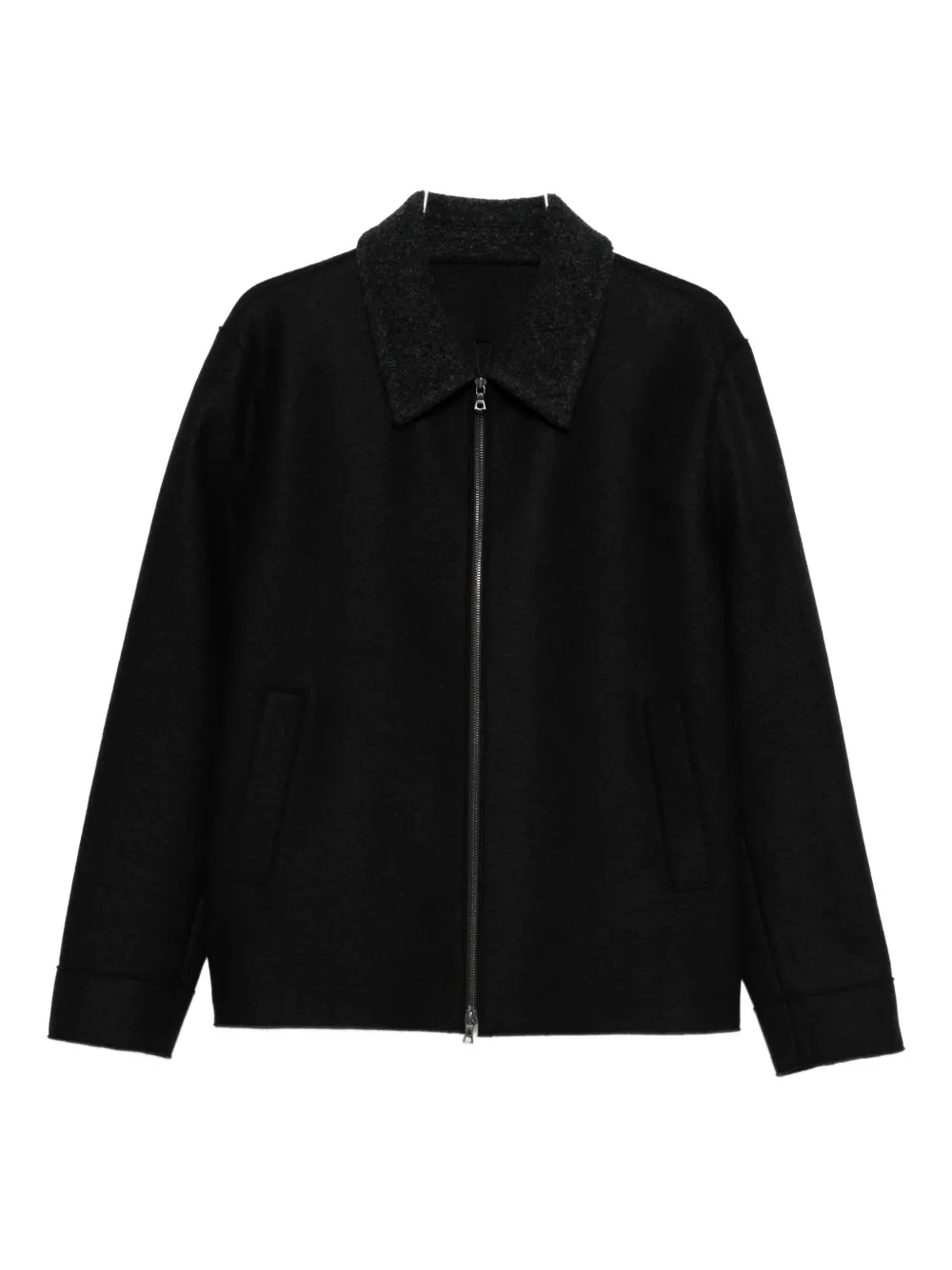 Harris Wharf London Wool Jacket With Zip And Collar In Black