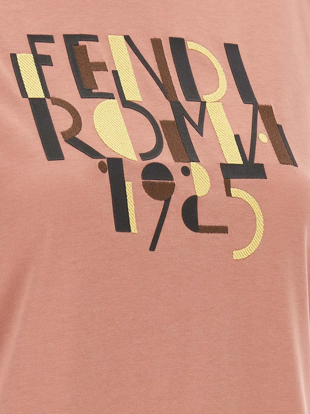 Fendi Pink Cotton T-shirt With Logo Print Women In Pink