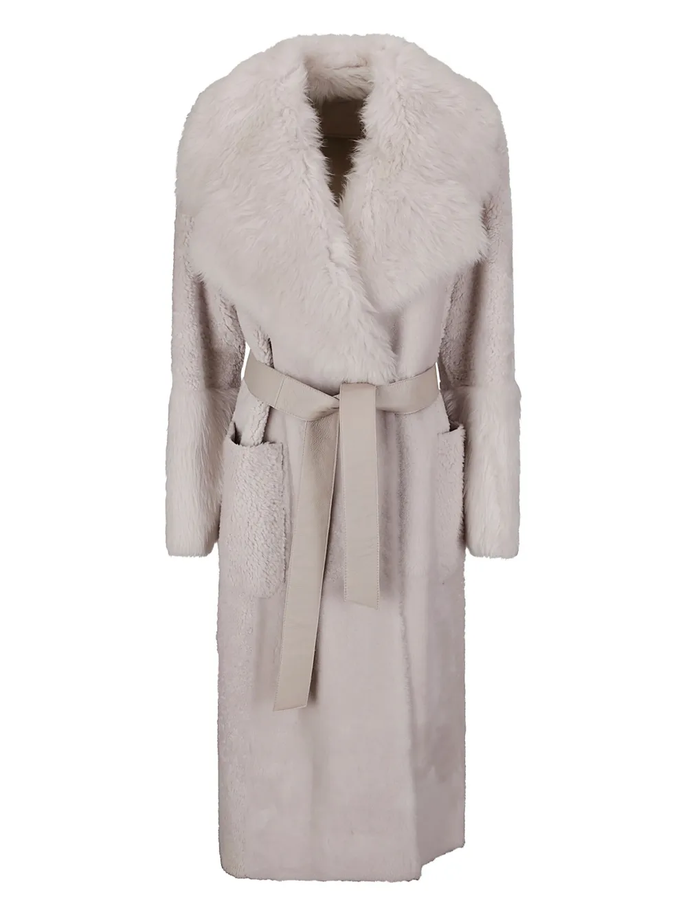 Desa 1972 shearling belted coat | Grey | Image 1
