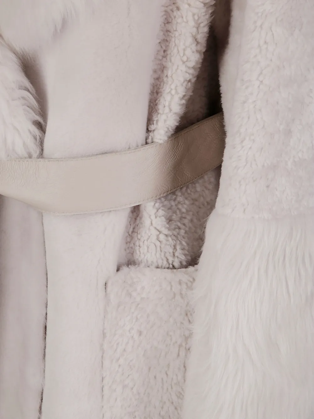 Desa 1972 Shearling Belted Coat In Gray