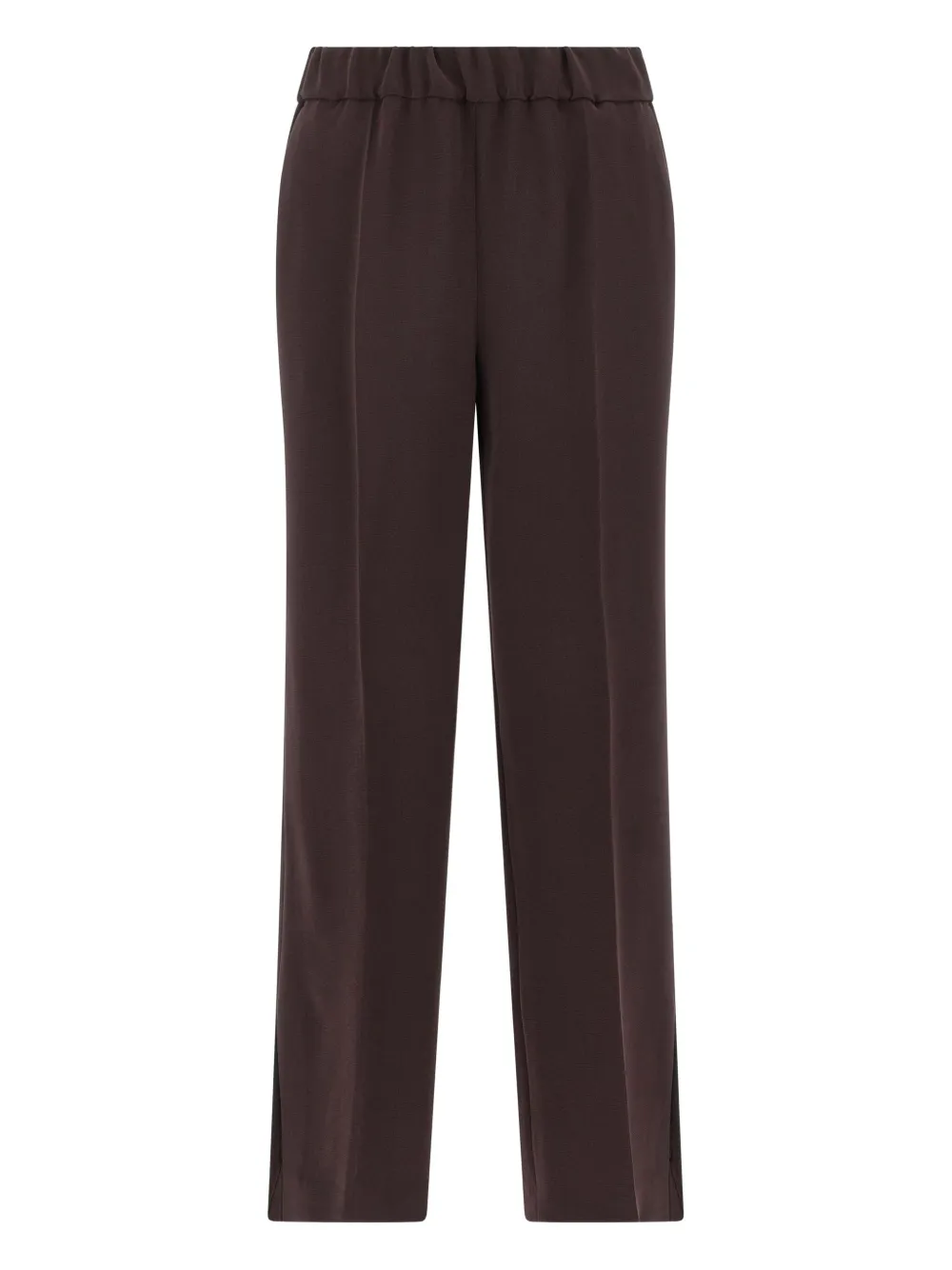 Alberto Biani Elastic Waistband Straight Leg Trousers With Side Pockets In Brown