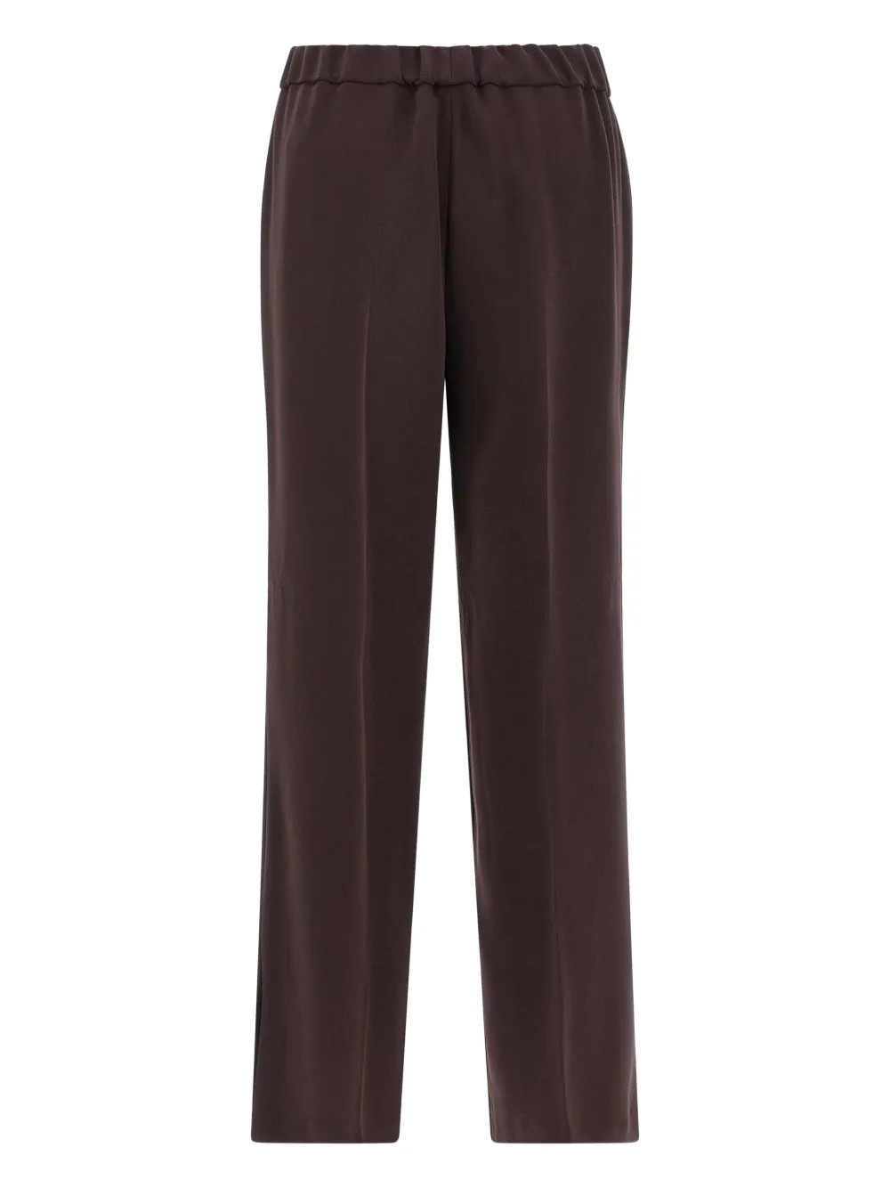 Alberto Biani Elastic Waistband Straight Leg Trousers With Side Pockets In Brown